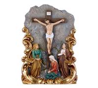 DRW Placca da tavolo calvario di Cristo in resina dipinta a mano 14x4x21 cm