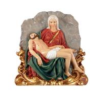 DRW Placca da tavolo La pietà di Cristo in Resina Dipinto a Mano 20x7x21 cm