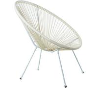 DRW Poltrona Esterna in Acciaio e Vimini Sintetico PE in Bianco 80 x 71 x 83 cm, ESTANDAR