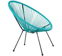 DRW Poltrona Esterna in Acciaio e Vimini Sintetico PE in Blu 80 x 71 x 83 cm, ESTANDAR