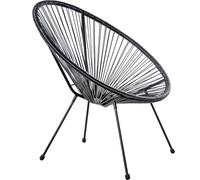 DRW Poltrona Esterna in Acciaio e Vimini Sintetico PE in Nero 80 x 71 x 83 cm, ESTANDAR