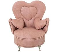 DRW Portagioie a forma di poltrona con specchio in ecopelle in rosa, 18 x 15,5 x 12 cm