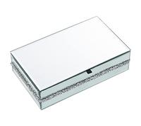 DRW Portagioie rettangolare in vetro con glitter a specchio 22x13x6 cm