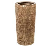 DRW Portaombrelli rotondo in ceramica con strisce verticali in oro 50x25x25 cm