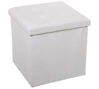 DRW Pouf incollabile con contenitore in ecopelle bianca 45 x 45 x 45 cm