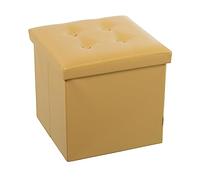 DRW Pouf incollabile con contenitore in ecopelle oro 38 x 38 x 38 cm