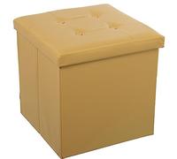 DRW Pouf incollabile con contenitore in ecopelle oro 45 x 45 x 45 cm