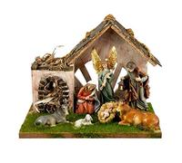 DRW Presepe classico con portale in legno e resina da 29 x 23 cm