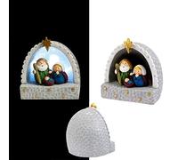 DRW Presepe per bambini con portale e luce in resina da 9 x 9 cm