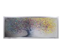 DRW Quadro Rettangolare con Albero di Legno con Gocce e 150 x 60 cm, Multicolore, estandar
