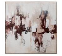 DRW Quadro su Tela Stampato Astratto con Cornice PS Beige Bianco e Marrone, 100 x 4 x 100 cm, Medidas: 100x4x100cm