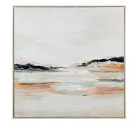 DRW Quadro su Tela Stampato Astratto con Cornice PS in Nero Bianco e Beige 80 x 5 x 80 cm, Medidas: 80x5x80cm