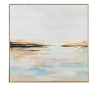 DRW Quadro su Tela Stampato Astratto con Cornice PS in Nero Bianco e Beige 80 x 5 x 80 cm, Medidas: 80x5x80cm