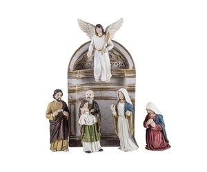DRW Rappresentanza di presentazione del bambino Gesù nel Tempio di Resina Dipinto a Mano 18,5 cm