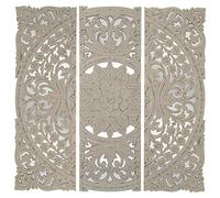 DRW Retablo con 3 pezzi traforato di legno MDF con specchio bianco 120 x 2 x 120 cm