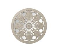 DRW Retablo rotondo in legno MDF traforato con specchio bianco 60 x 2 cm
