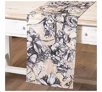 DRW Runner da Tavolo in Cotone con Stampa Digitale con Fiori 33x180cm, Multicolore, estandar