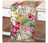 DRW Runner da Tavolo in Cotone Stampa Digitale con Fiori 33x180cm, Multicolore, estandar
