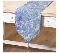 DRW Runner da Tavolo in Poliestere con Disegno Astratto in Blu 30 x 180 cm, Multicolore, estandar