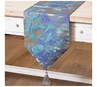 DRW Runner da Tavolo in Poliestere con Disegno Astratto in Blu 30 x 180 cm, Multicolore, estandar