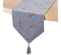 DRW Runner da tavolo in poliestere grigio e oro 30 x 1 x 180 cm
