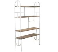 DRW Scaffale da pavimento con 4 ripiani in legno e metallo bianco e naturale, 100 x 30 x 170 cm