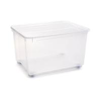 DRW Scatola portaoggetti in PVC trasparente con coperchio da 150 litri 48x80x60 cm