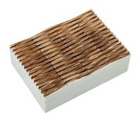 DRW Scatola rettangolare in resina con base in legno marrone osso e bianco 13x18x5 cm