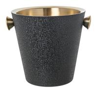 DRW Secchio Champagne in Acciaio Inox Copertura Nera 27x23x23 cm, Metallo, Oro Opaco e Nero