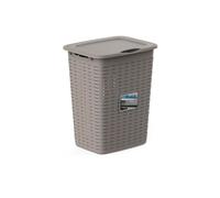 DRW Secchio di biancheria sporca PVC marrone sabbia con coperchio 47x37x59 cm