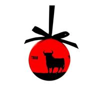 DRW Set 12 Palline di Natale Toro Nero e Rosso Ø 7,5 cm