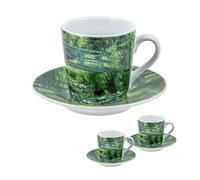 DRW Set 2 Mugs con Piatto in Porcellana Ponte di Monet Tazza: 6x6 cm, Multicolore, Medidas: Taza: 6x6x6 cm