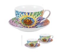 DRW Set 2 Mugs in Porcellana con Elementi di Gaudi 250 ml. Coppa: 9,5 x 9,5 x 6 cm