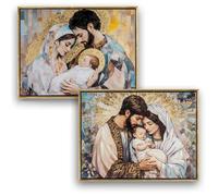 DRW Set 2 quadri della Sagrada Familia stile mosaico geometrico con cornice dorata 42x2x42 cm