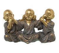 DRW Set 3 Buddha della saggezza in un pezzo resina dorata 16x7x10cm