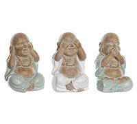 DRW Set 3 Buddha sentito e zitto Buddha saggezza in tonalità blu pastello 5,5x6x9 cm