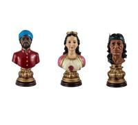 DRW Set 3 potenze venezuelane Maria Lionza, Nero Filippo e Indiano Cacique Guaicaipuro Resina dipinta a mano 26 cm