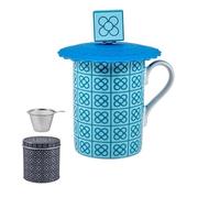 DRW Set 6 Mugs de Infusion Tazze con filtro Acciaio Inox Panot Turchese Tazza: 8x8x10 cm