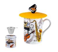 DRW Set 6 Mugs di Infusion Tazze con Filtro Acciaio Inox con Strumenti Musicali Tazza: 8x8x10 cm
