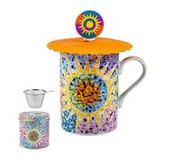 DRW Set 6 Mugs di Infusion Tazze con Filtro Acciaio Inox Elementi di Gaudi Tazza: 8x8x10 cm