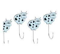 DRW Set 8 grucce a ventosa con mucche acriliche e metallo 13 x 7 x 5 cm