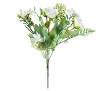 DRW Set di 12 mazzi di fiori in poliestere bianco 1x1x27 cm