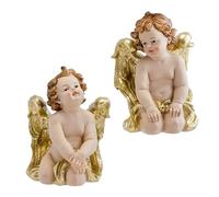 DRW Set di 2 angioletti in Ginocchio 14 cm di Altezza, Multicolore, estandar