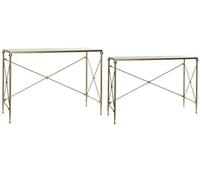 DRW Set di 2 consolle in Metallo e Marmo in Oro 119 x 33 x 80 cm, 119x33x80cm