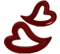 DRW Set di 2 cuori rossi in ceramica, 35 x 7 x 24,5 cm e 27 x 4,5 x 19 cm