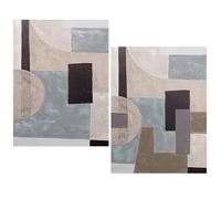 DRW Set di 2 quadri tela astratta dipinta a mano in grigio. Blu e nero 60 x 3 x 80 cm