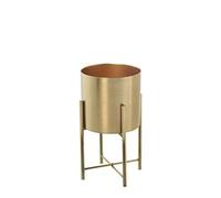 DRW Set di 2 vasi con supporto in metallo dorato 27,5 x 45 cm, vaso 24 x 23 cm