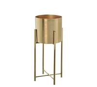 DRW Set di 2 vasi con supporto in metallo dorato 27,5 x 60 cm, vaso 24 x 23 cm