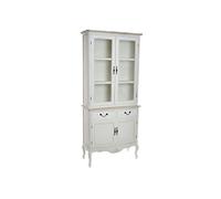 DRW Set di 2 vetrina con 4 ante e 2 cassetti in legno e vetro 88 x 40 x 200 cm, bianco e naturale