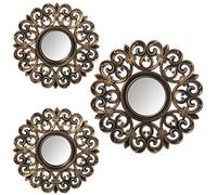 DRW Set di 3 applique da parete rotonde con specchi in melamina dorati 35 cm-1 25 cm-2 pz